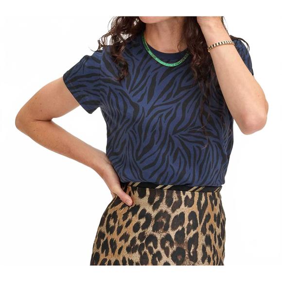 NEW CLARE V. zebra print tee in navy w/ black zebra - Picture 1 of 4